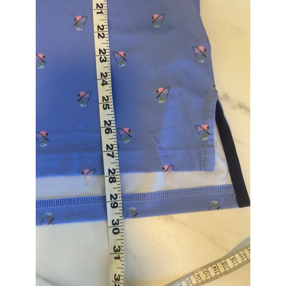 RLX Ralph Lauren Mens M Fishing Flamingo Golf Polo Shirt Blue Lightweight New - Picture 8 of 9